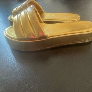 Gold Padded Platform Slide Sandals - Women